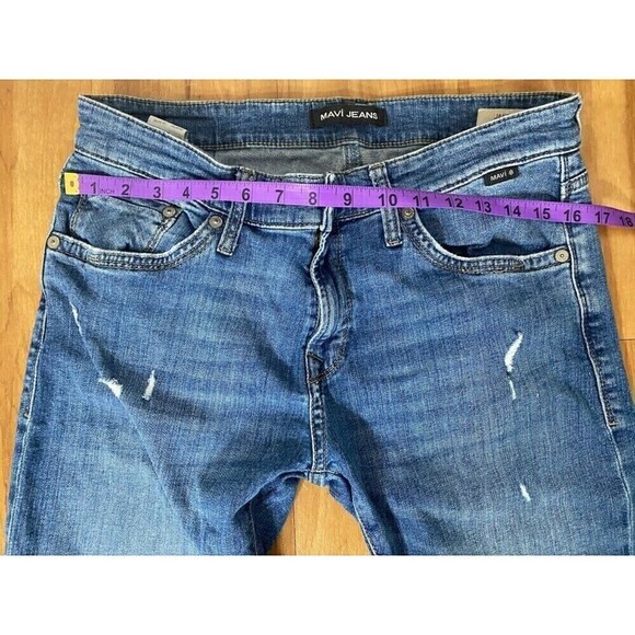 Mavi Jeans Mens 33X32 Blue Distressed Jake Slim Leg Denim Pants 5 Pocket - Picture 9 of 11